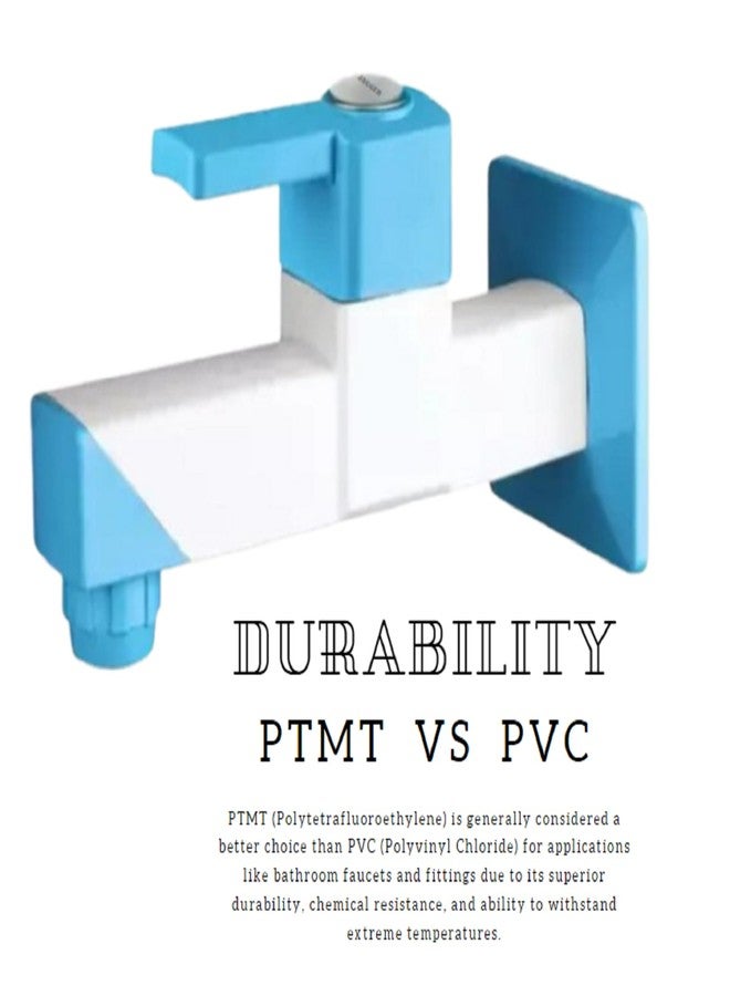 JAGGER JAG349 PTMT Superior Plastic Long Body Taps with Foam Flow, Wall Mount Tap for Bathroom with Wall Flange & Teflon Tape (Edge) - Image 3